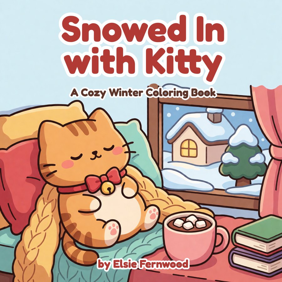 Cover of Snowed In with Kitty: A Cozy Winter Coloring Book by Elsie Fernwood
